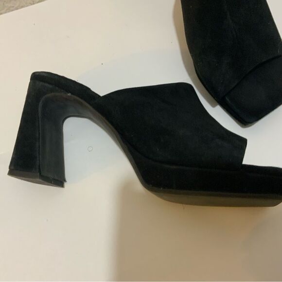 Jeffrey Campbell open toe  Black Suede Block Heels Size 7 - Picture 3 of 9